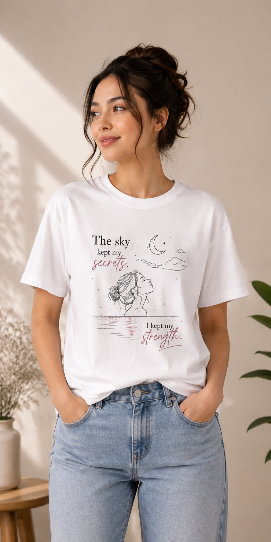The Sky Kept My Secrets Oversized Graphic T-Shirt for Women | Premium Cotton Streetwear Tee
